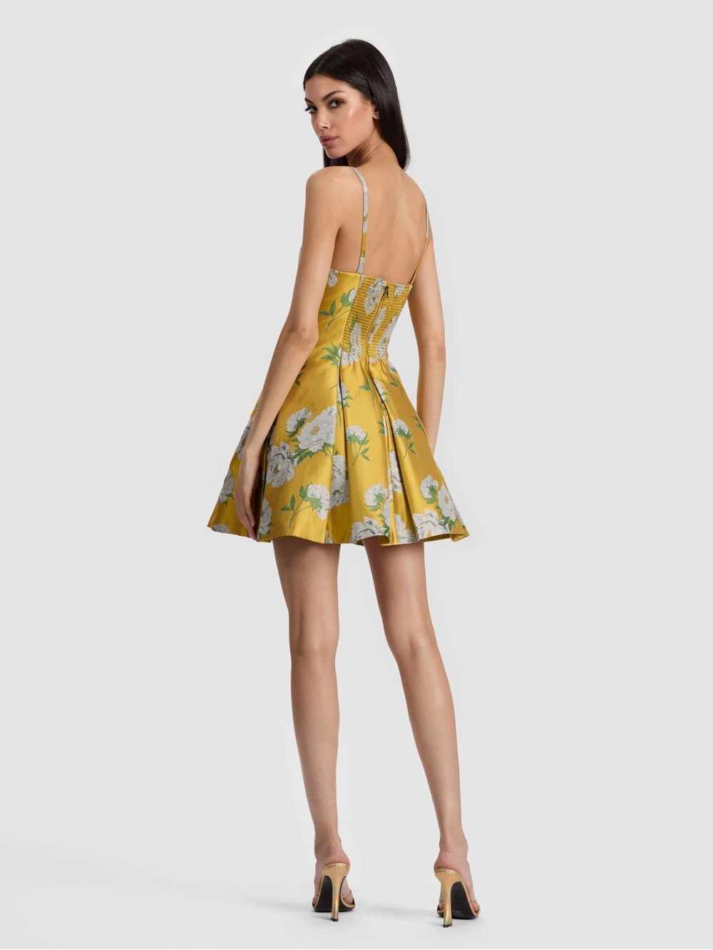 Alice & Olivia Isabelle Scoop Neck Pleated Flare Dress - Picture 3 of 8